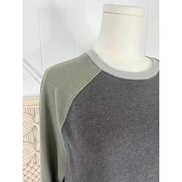 Prana Women’s Cozy Up Colorblock Crewneck Sweatshirt Large Olive Green Charcoal - Picture 6 of 10